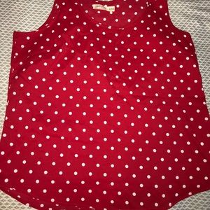 Red with white polka dot tank/shell